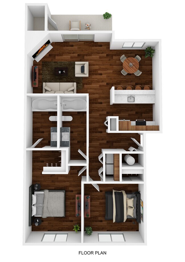 2 Bedroom - 2 Bath (1st - 2nd - 3rd Floors) D217 floor plan